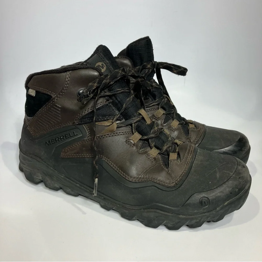 Merrell overlook 6 ice+ boots waterproof insulated brown black men’s‎ size 8.5